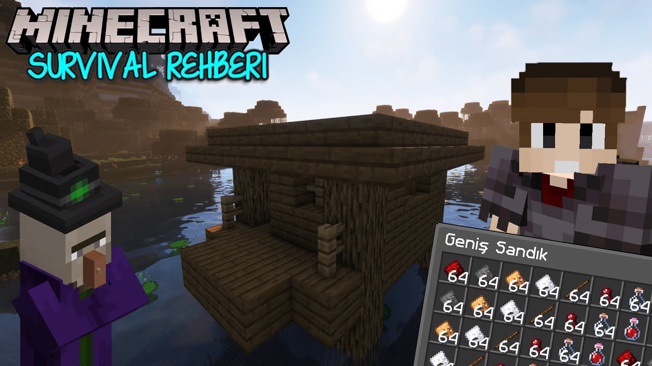 Zemin Kaydırmalı, Xp'li ve Ganimet 3'lü MEGA CADI FARMI !! / Minecraft Survival Rehberi B21