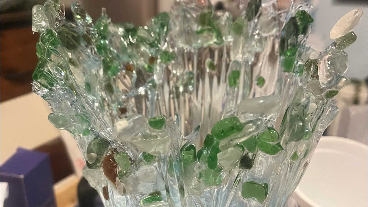 Resin sea glass splash bowls