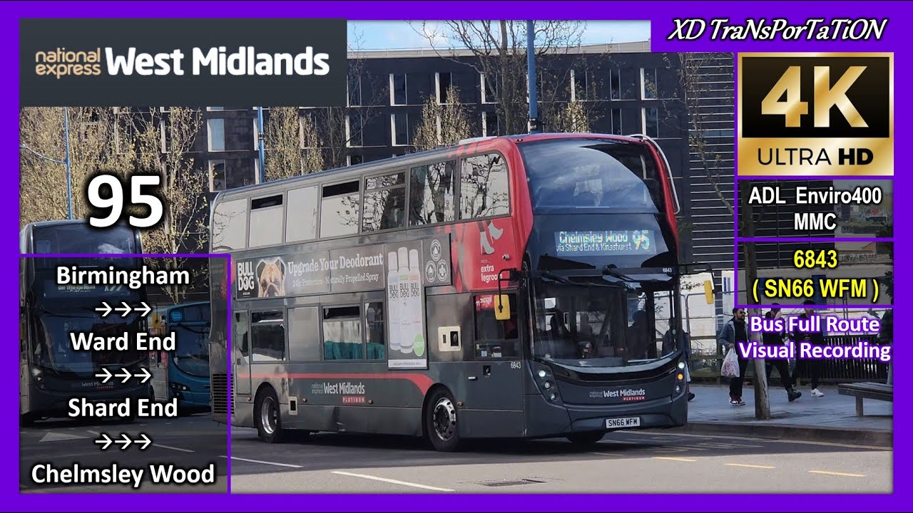 [National Express West Midlands] 95 ~ Birmingham Dale End ➝ Chelmsley Interchange【4K UW】