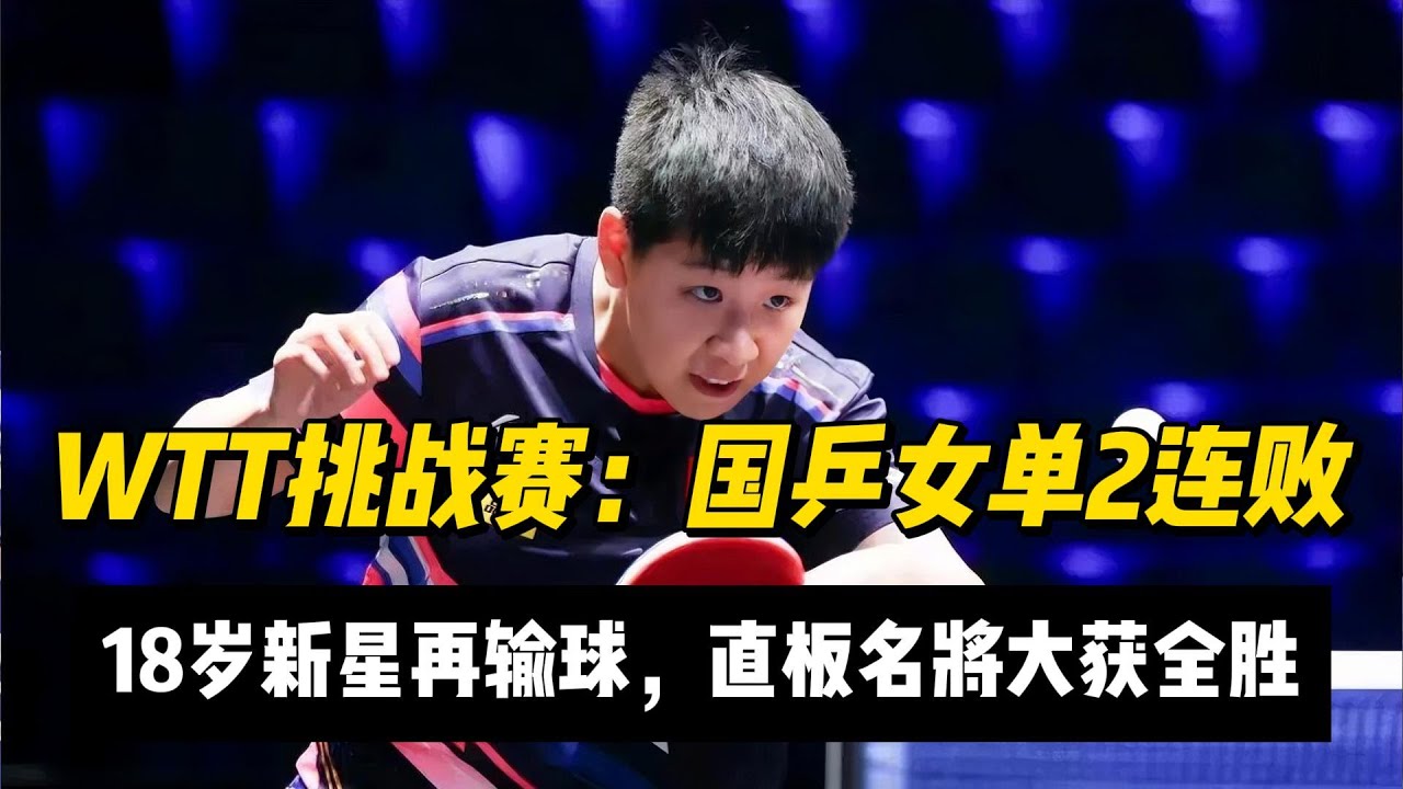 WTT挑战赛：国乒女单2连败，18岁新星再输球，直板名将大获全胜！