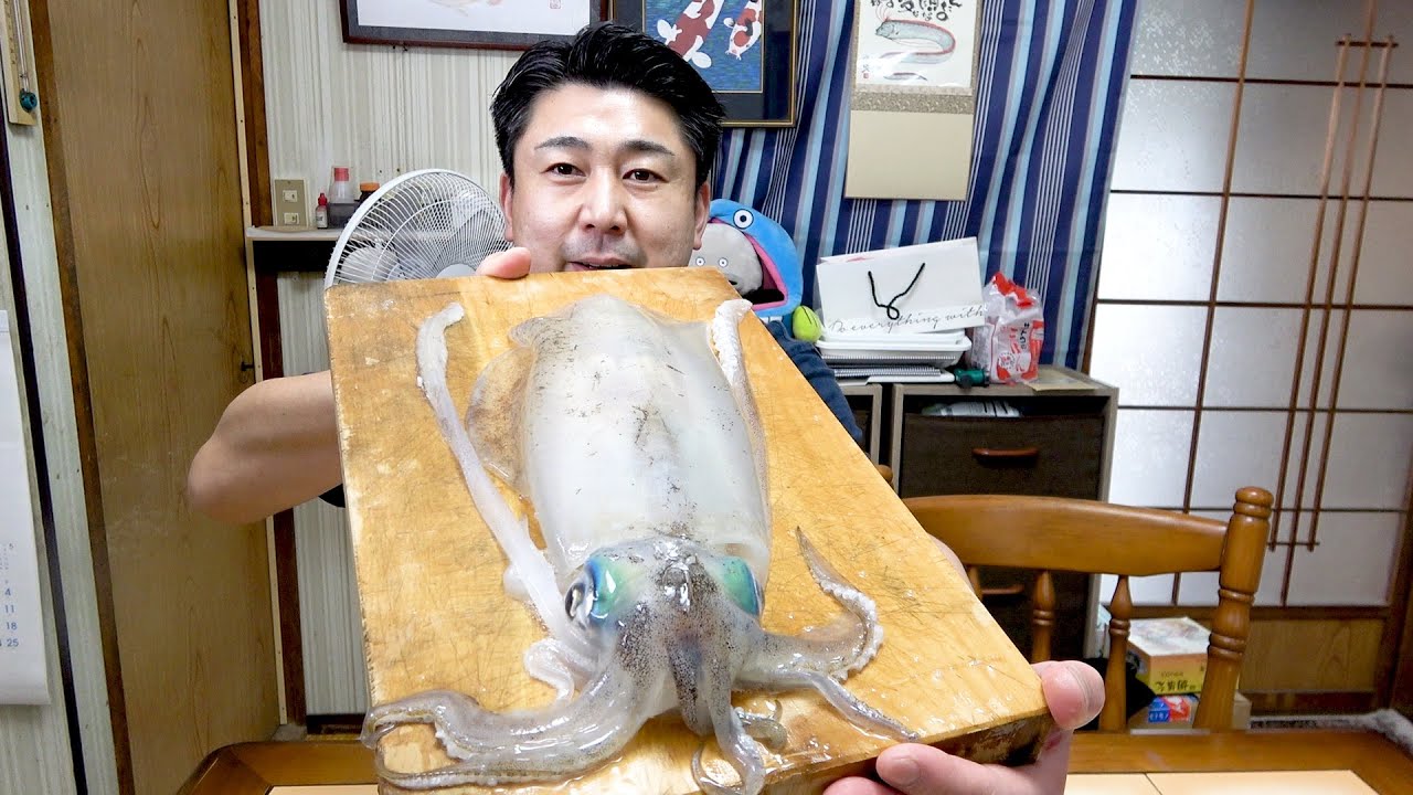 今が旬だよ！鮮度抜群の『アオリイカ』をお刺身と炒め物でいただきます！！【爺ちゃんの晩飯】