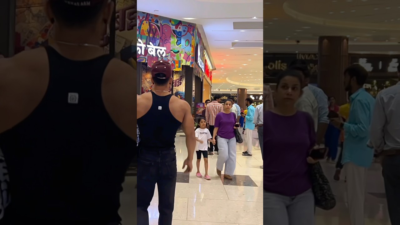 Bodybuilder public reaction india 😱😂 #girlsreactions #publicrecation