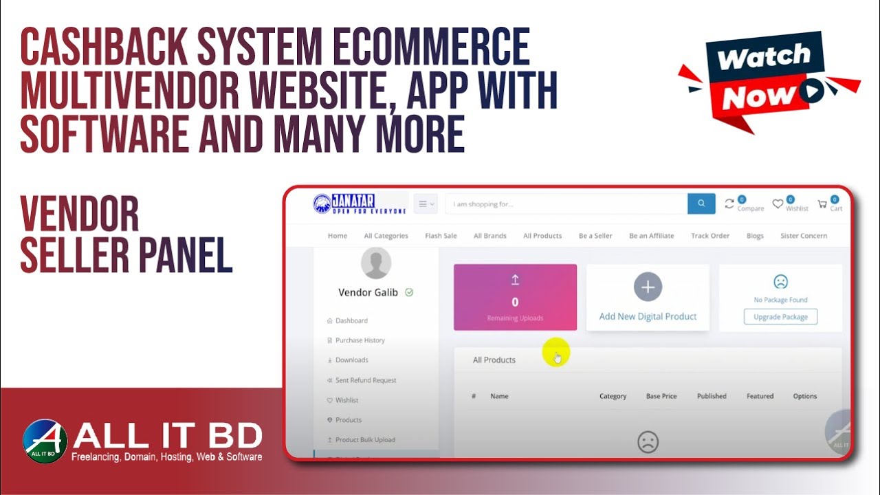 Cashback System eCommerce MultiVendor Website, App With Software And Many More | Vendor/Seller Panel