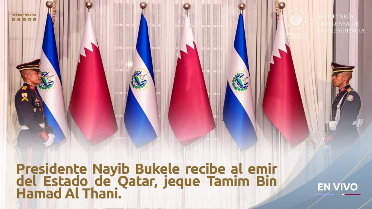 Presidente Bukele recibe al emir del Estado de Qatar Tamim Bin Hamad Al-Thani
