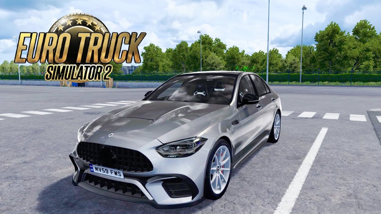 Mercedes Benz C Class AMG C43 2024 - Euro Truck Simulator 2 [POV Wheel Game Play]