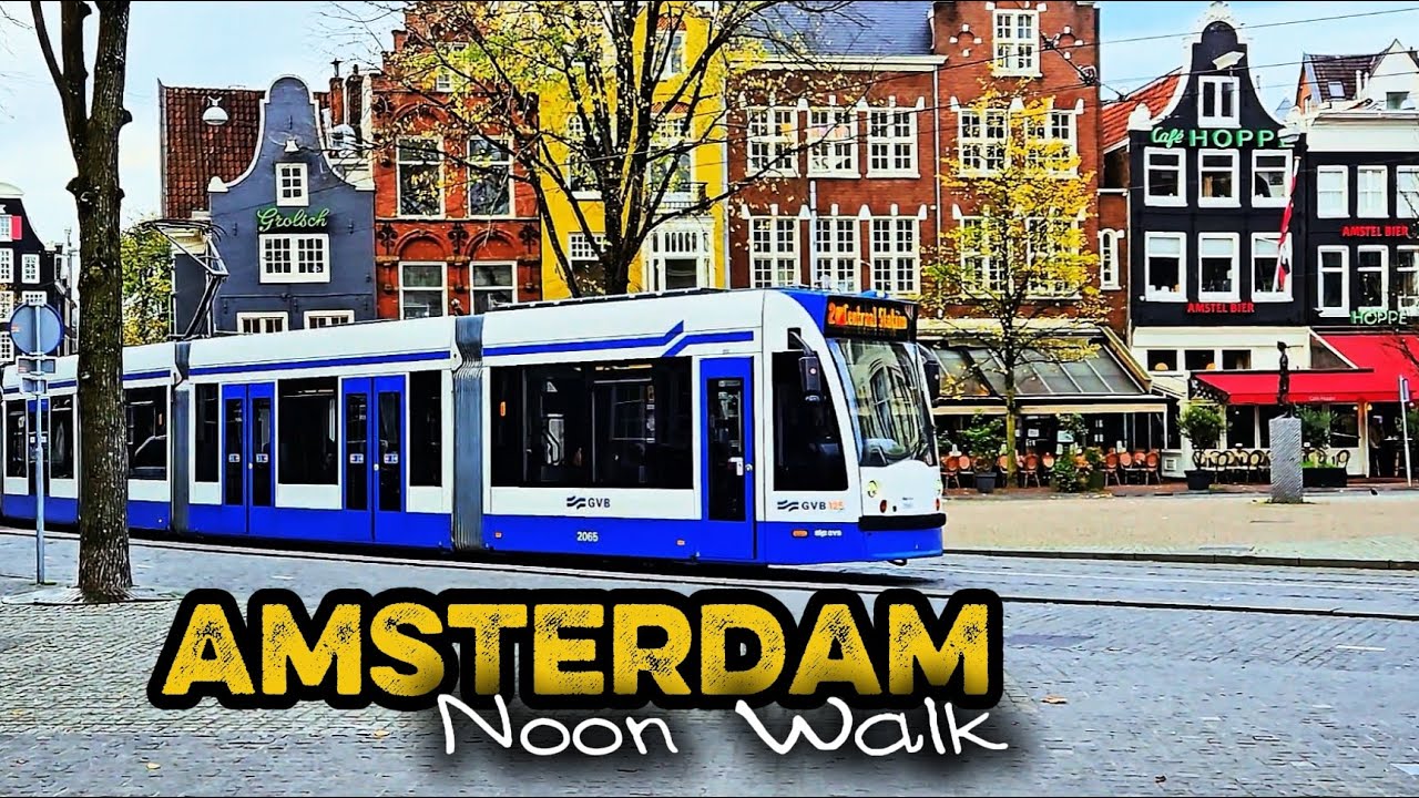 Amsterdam Dam Square Walk 4K | Midday Streets, Canals & Coffeeshops | Real City Sounds