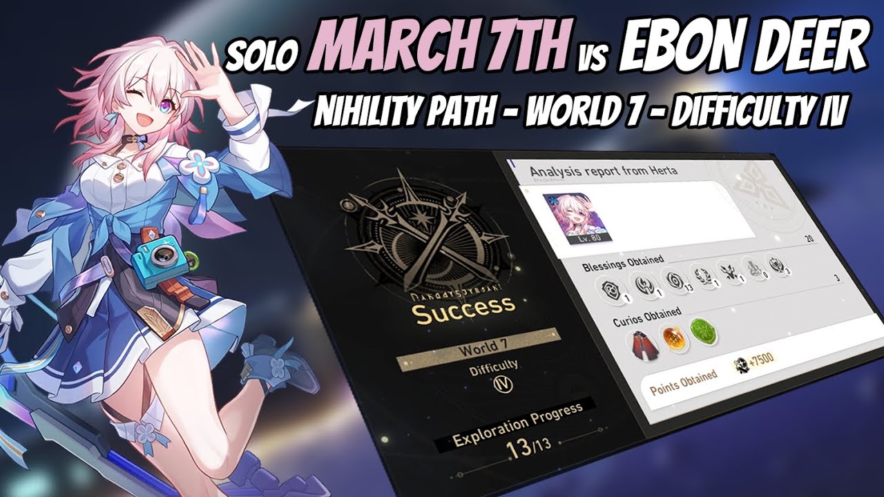 March 7th solo every Sim Uni - World 7 Difficulty IV (Ebon Deer) - Nihility Path - Honkai Star Rail