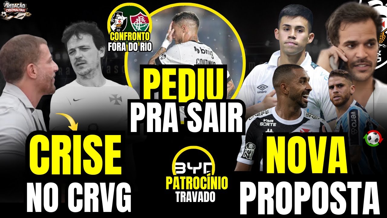 🚨ATENÇÃO!! CRISE NO CRVG, COUTINHO PEDE RESCISÃO, NOVA PROPOSTA, DINIZ PERDEU O ELENCO?, VAS X FLU