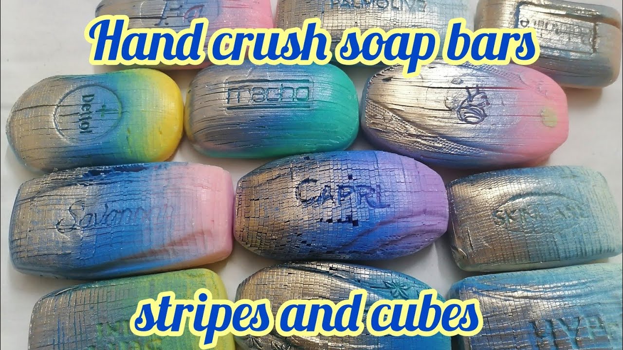 Royal blue and Gold👑💙|| Crunchy cubes and stripes hand crush|| 02:18 blooper😬||soap blades.
