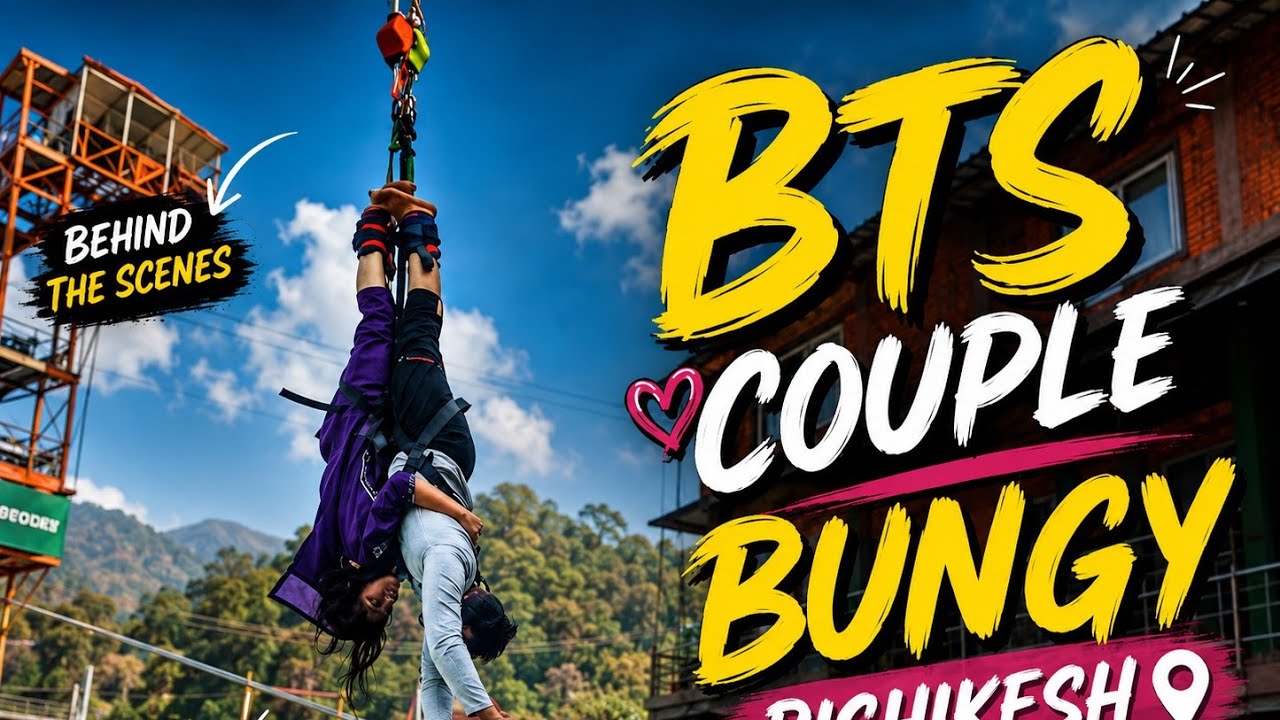 Bungy k piche ki tyari... Newly wed couple first bungy jump #bungy #bungeerishikesh #viralvideo 