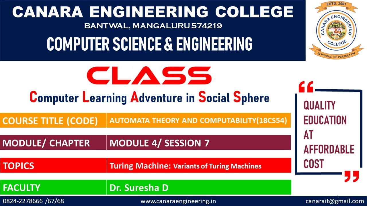 ATC (18CS54) Turing Machine: Variants of Turing Machines (M4 L7)