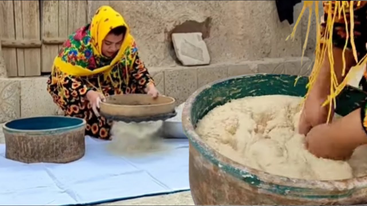 Rural lifestyle in Iran _ Traditional meatballs with local bread in the village _ rural life