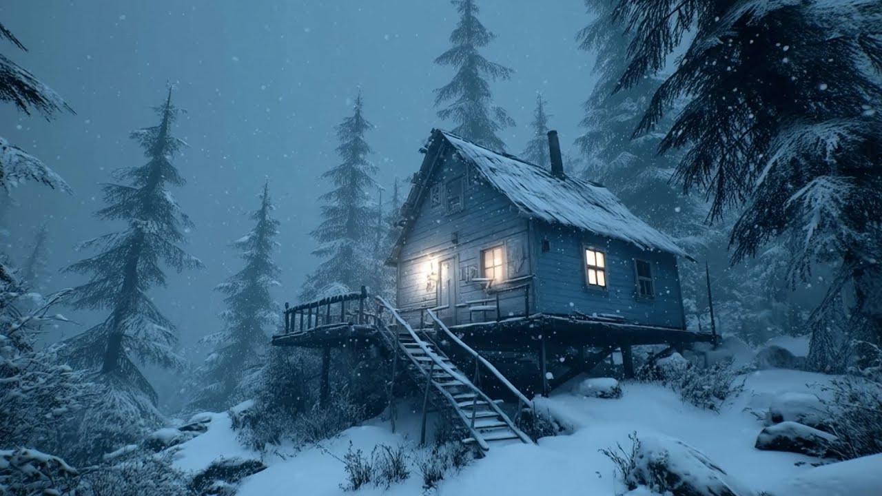 Beautiful Snowy Night at Cozy House | Winter Blizzard Storm & Cold Howling Wind | Snowstorm ASMR