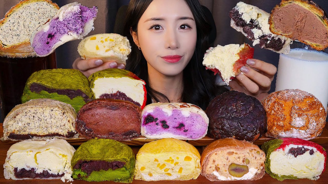 СЛИВОЧНЫЙ ХЛЕБ АСМР ДЕСЕРТ🥐 ШОКОЛАДНЫЙ ЗАВАРНОЙ КРЕМ ХЛЕБ МУКБАНГㅣDESSERT BREAD MUKBANG