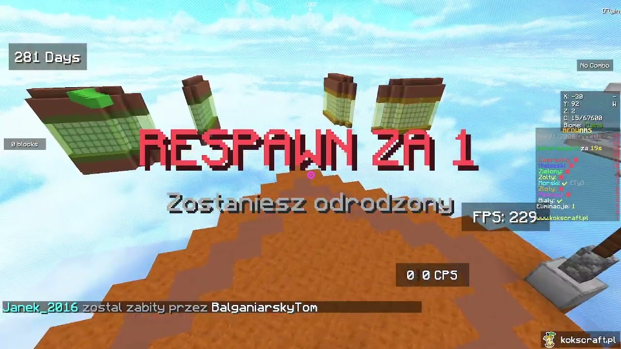 bedwars na kokscraft.pl i fajne porobienie czerwonego