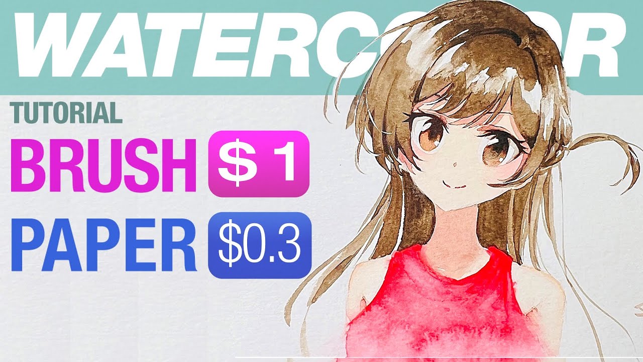 How to Paint Anime Girl with Cheap Art Supplies [Watercolor Anime Tutorial]