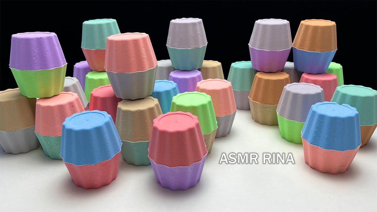ASMR baking soda colorful shapes