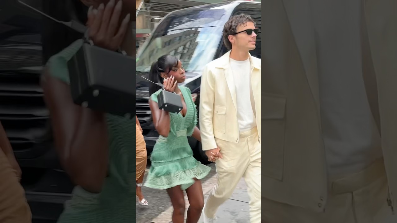 Nic Vansteenberghe beams holding Olandria Carthen&rsquo;s hand at Love Island press! #loveisland #reality