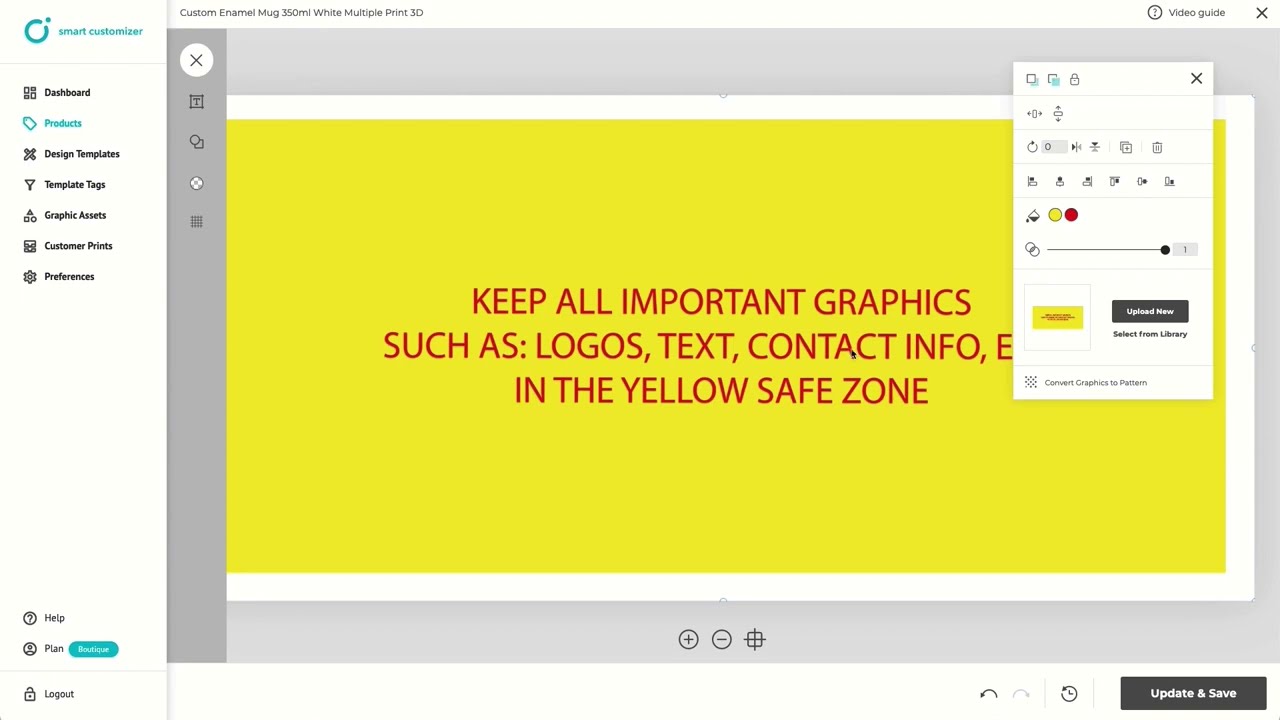 How to make a setup of guidelines in the Smart Customizer app?