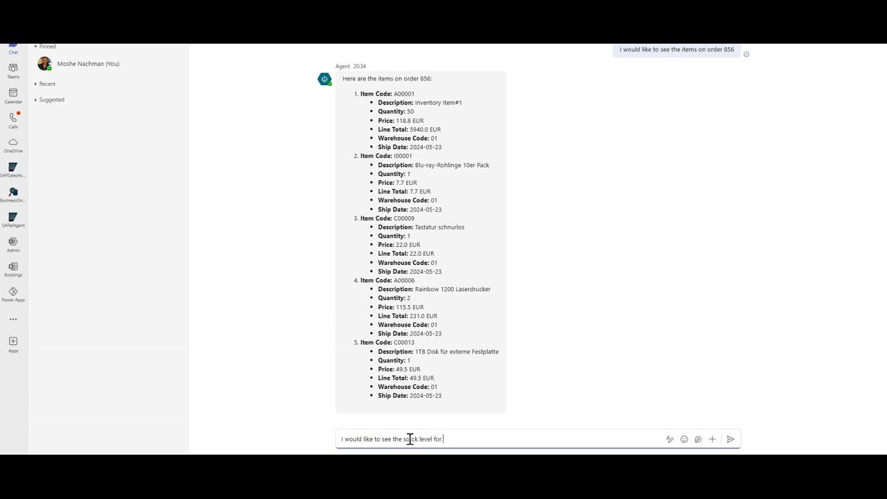 ERPure.AI for SAP Business One Agentic AI Demo - Conversational AI Agent Demo