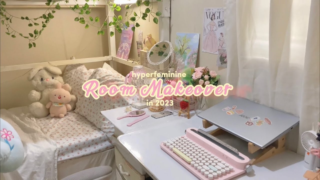 aesthetic room makeover 2023 🌷🍃 hyperfeminine (cozy & pinterest inspired) soft pink 💗