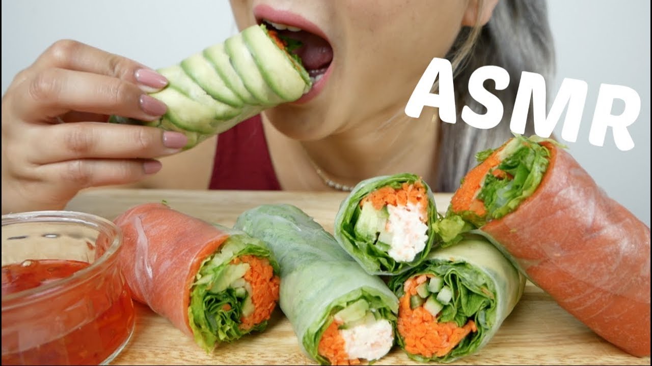 ASMR SALAD ROLL | Crunchy Eating Sounds | N.E Let's Eat