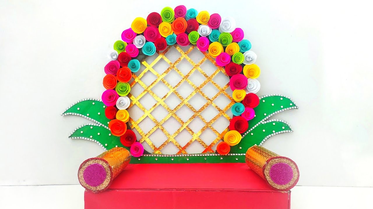 Ganpati Decoration Ideas For Home | Eco Friendly Makhar ideas for Ganpati | easy Ganpati decoration