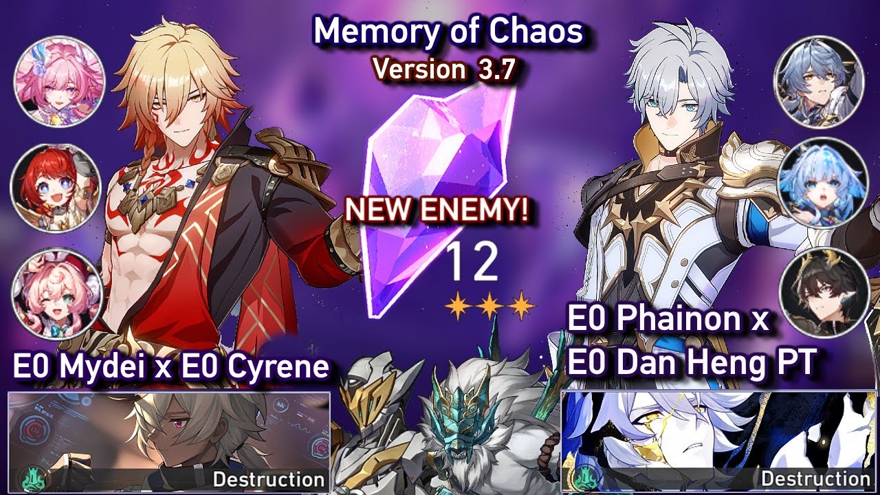 NEW Memory of Chaos 3.7! E0S0 Mydei Cyrene & E0S1 Phainon | MoC 3.7 - Floor 12 | Honkai Star Rail
