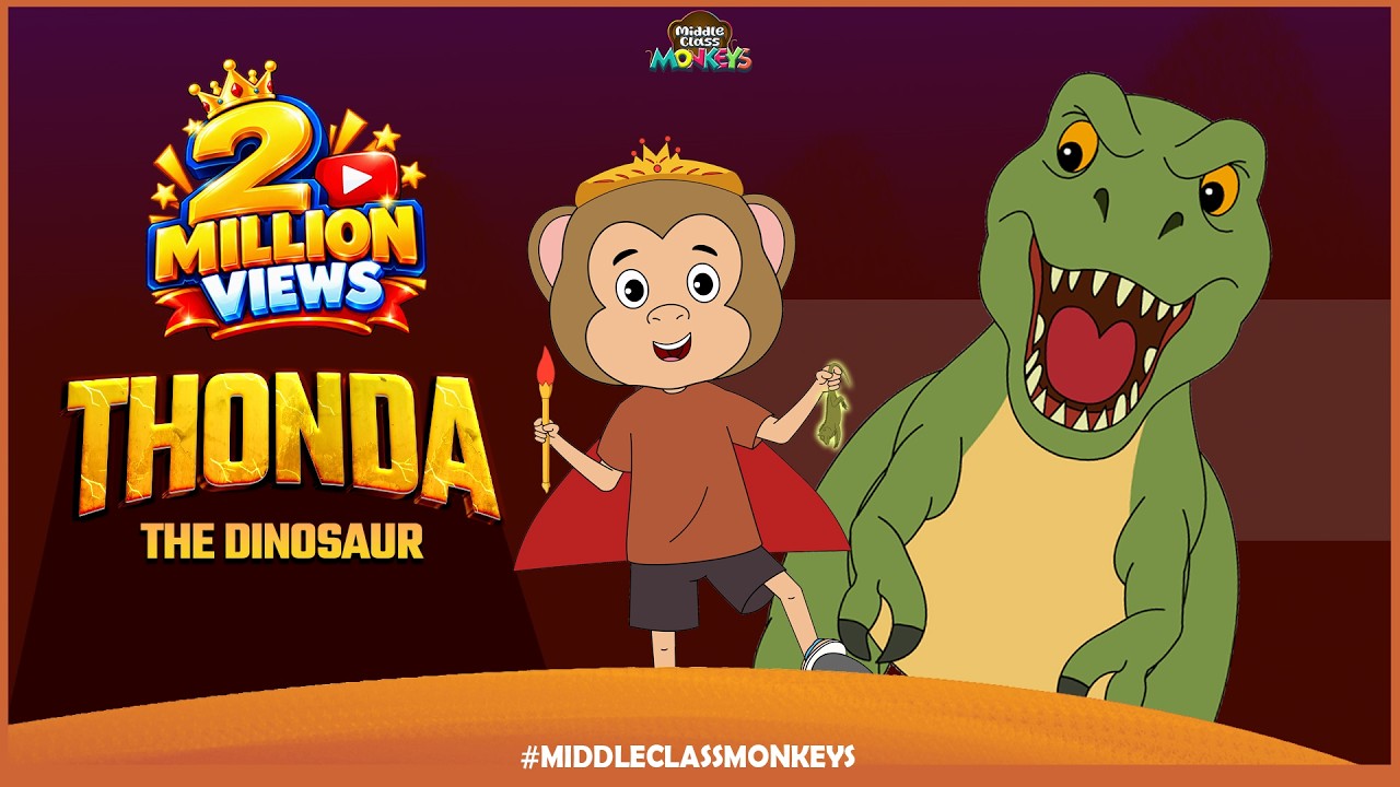 Filmymoji || Middle Class Monkeys || THONDA THE DINOSAUR Funny Animated Kids Story || Cartoon Series