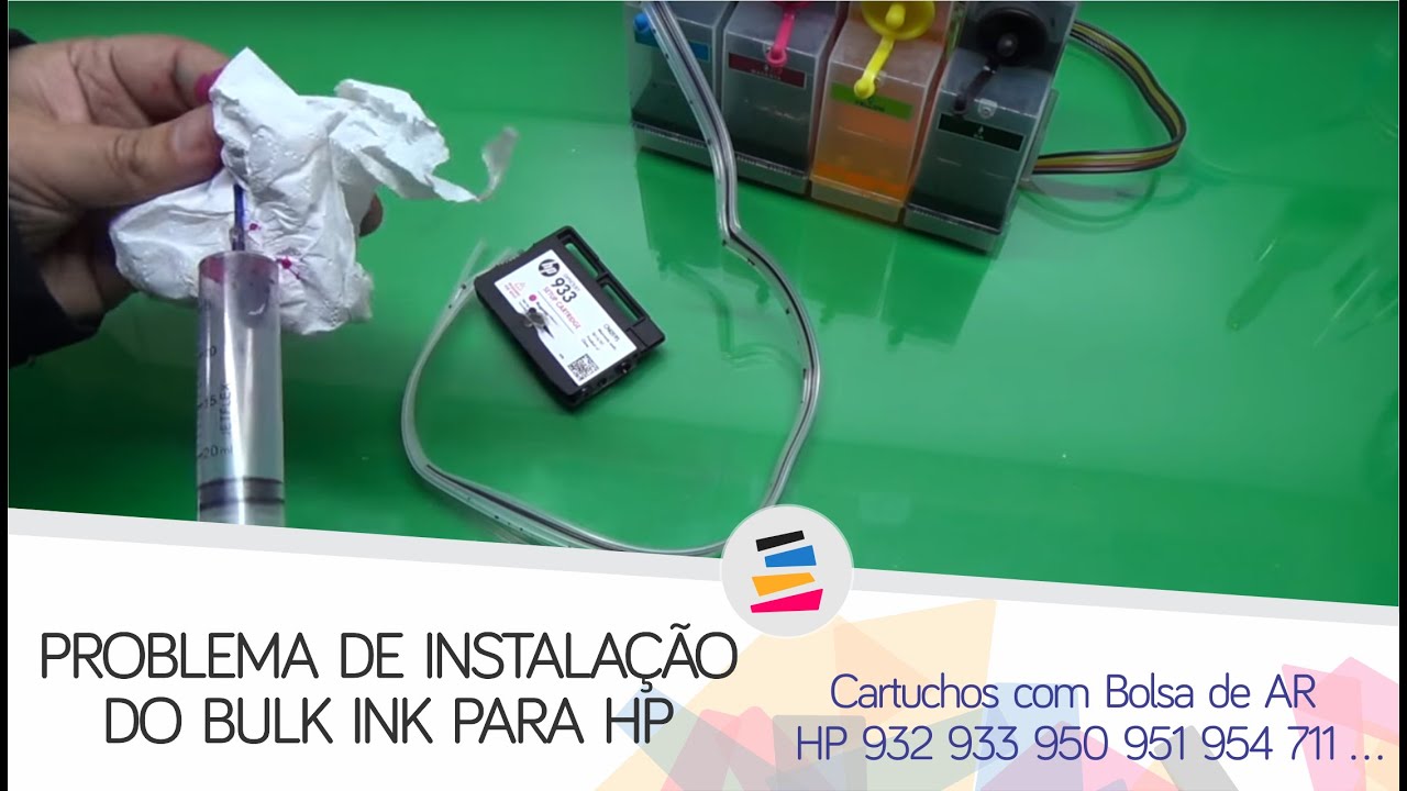 Problema na Instalação do Bulk Ink HP (Cartuchos com Bolsa de AR) 932 933 950 951 954 711 - SULINK