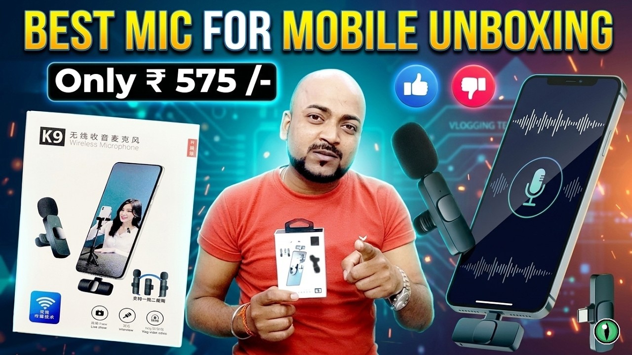 K9 Wireless Microphone Unboxing 🎤 | Mobile Ke Liye Best Budget Mic? 🤔 | Honest Review