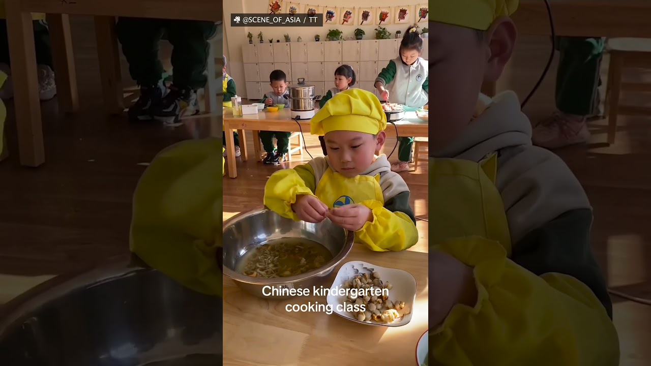 Chinese Kindergarten Cooking Class! 😱🔥