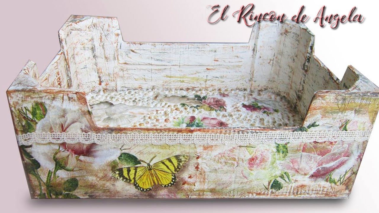Caja de frutas reciclada con decoupage y pintura acrilica-Diy manualidades