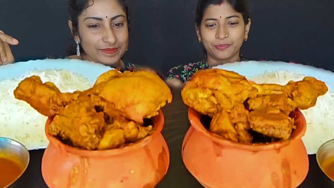 HOT SPICY🥵🌶️HANDI CHICKEN CURRY BASMATI RICE EATING🌶️🔥 BENGALI LUNCH MUKBANG EATING@DPEats
