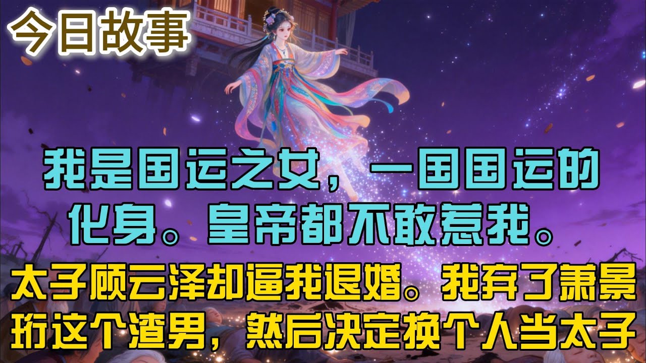 我是国运之女，一国国运的化身。皇帝都不敢惹我。可大婚前夕，太子顾云泽却逼我退婚。我点点头，弃了萧景珩这个渣男，然后决定换个人当太子。#有声小说 #小说