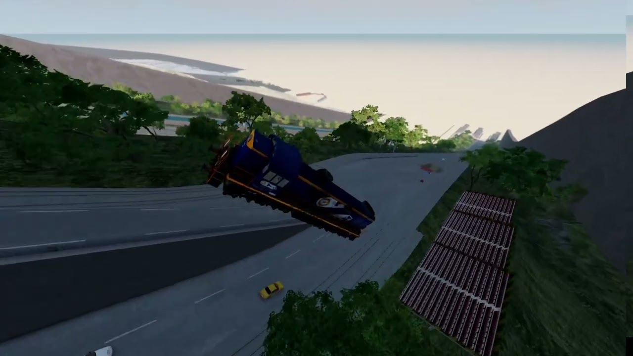 Train launching for downhill crash #beamngdrive