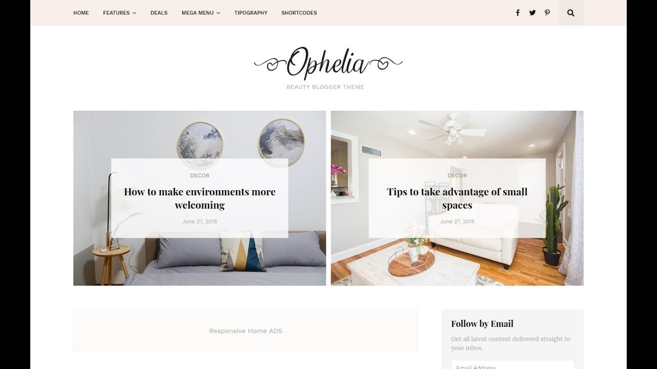 Ophelia - Responsive Beauty Blogger Template