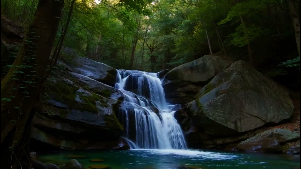 The sound of flowing water, calm therapy of chirping birds - sounds of nature