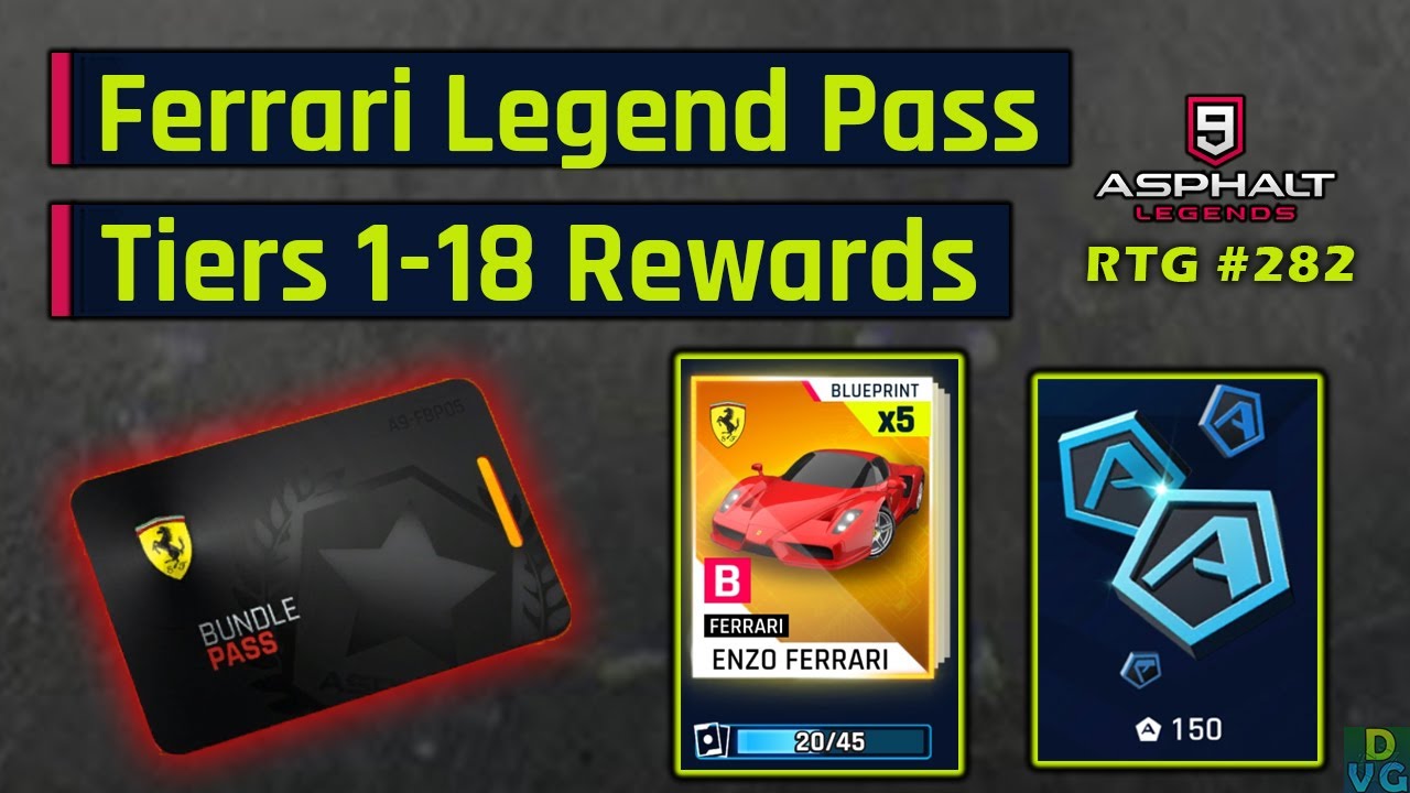 Asphalt 9 | Ferrari Legend Pass - Tiers 1-18 Rewards | RTG #282