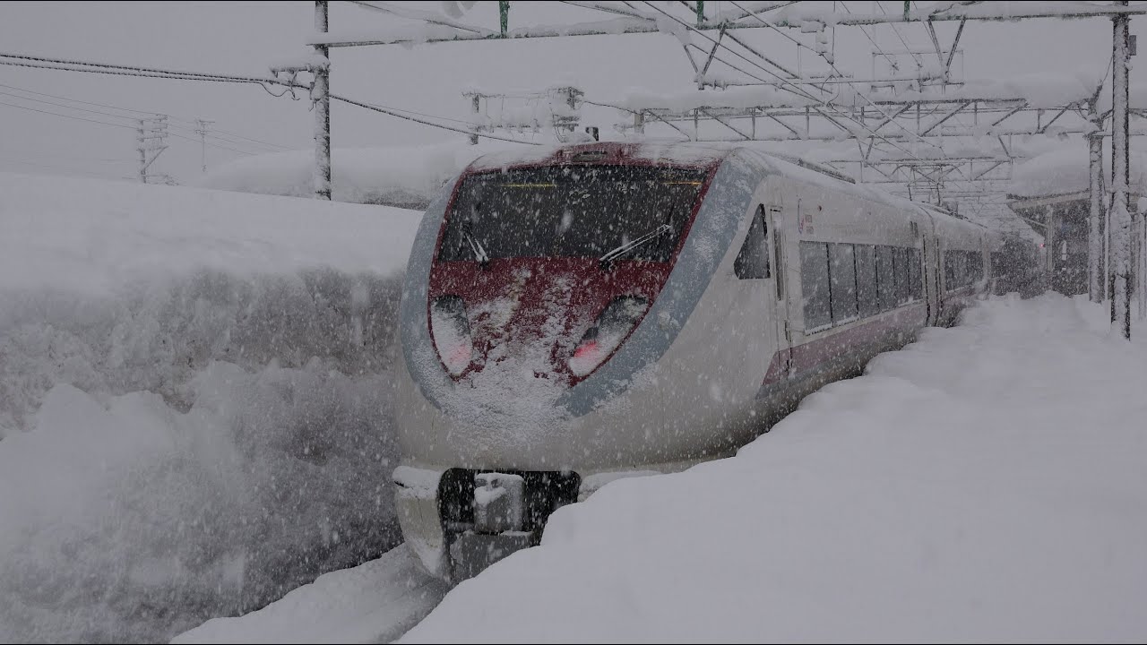 特急はくたか　石打駅車庫出庫から通過まで撮ってみた４K撮影（その９）