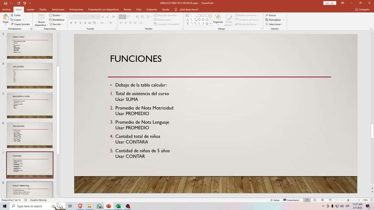 ejercicio control pedagogico