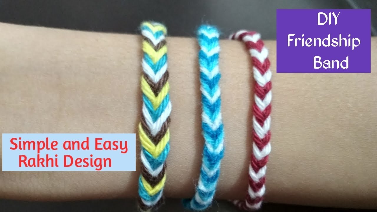 DIY Friendship Bracelet / Rakhi Design (Fishtail Braid)| Make Easy Rakhi at Home - Bracelet Tutorial
