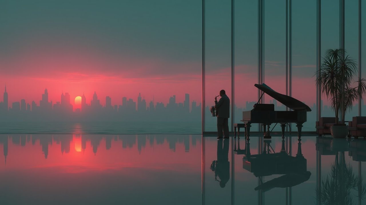 Futuristic Rooftop Lounge Vibes | Lo-Fi Deep House Mix - City Night Saxophone Chillout