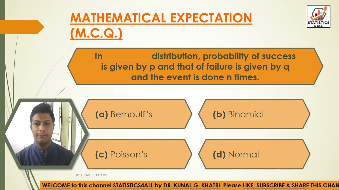 MCQ PART-1 MATHEMTICAL EXPECTATION BY DR KUNAL KHATRI #STATSITICS4ALL #MATHEMATICAL #EXPECTATIO #MCQ