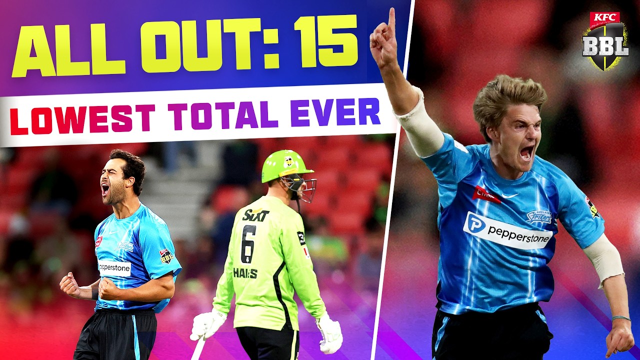 15 ALL OUT 😱 Strikers Dismiss Thunder For The Lowest BBL Total Ever! | #BBL12
