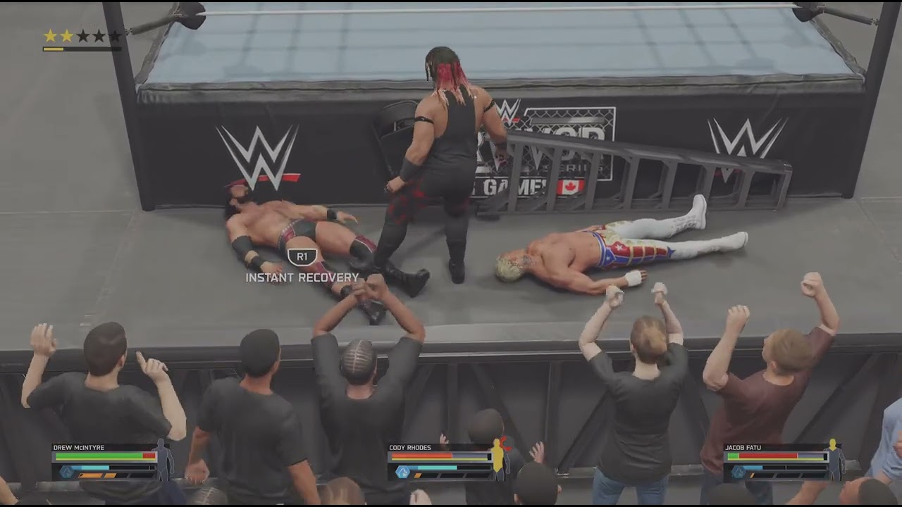 Triple threat match Drew McIntyre Vs Cody Rhodes vs Jacob Fatu
