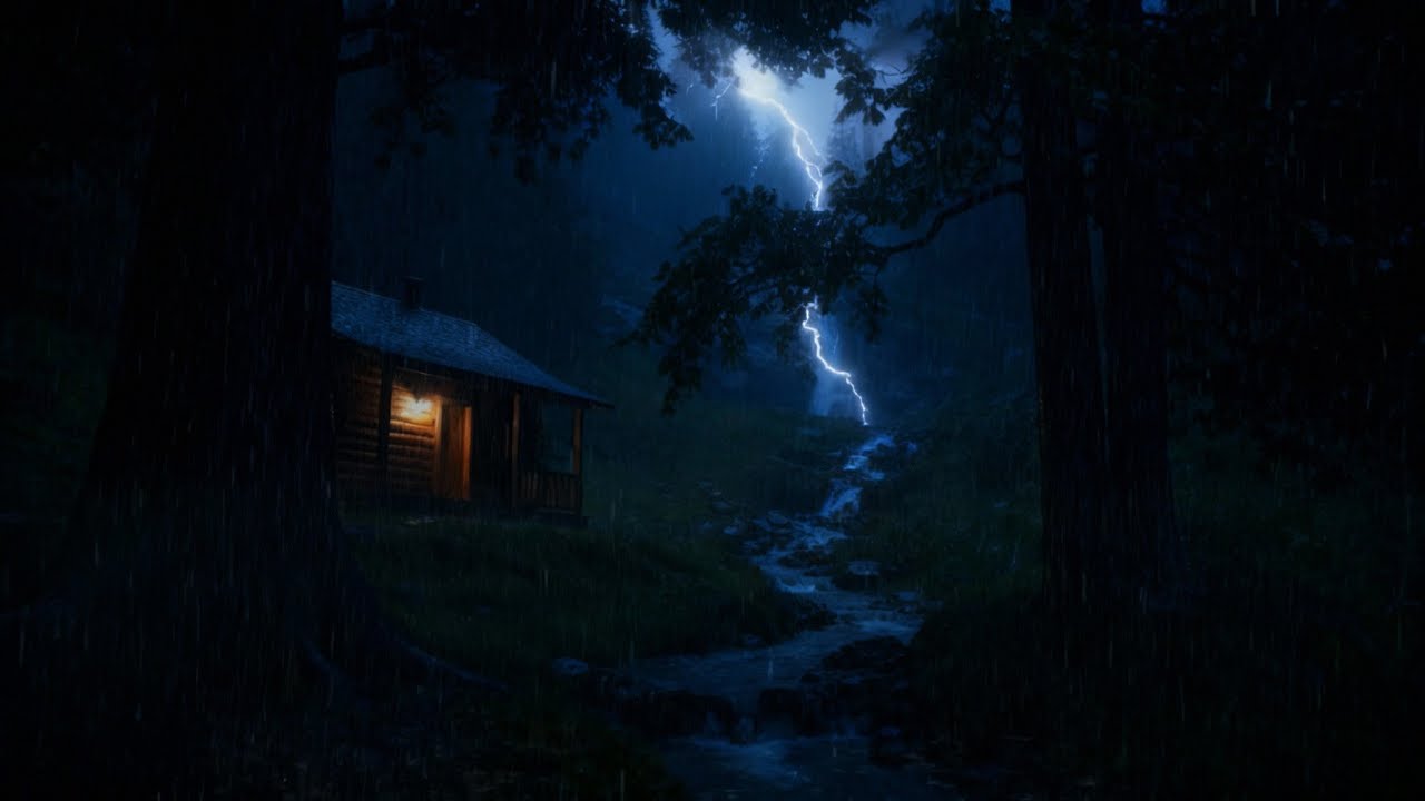 Heavy Rain & Thunder on a Night Cozy Cabin ⛈️ | ASMR for Sleep & Relaxation