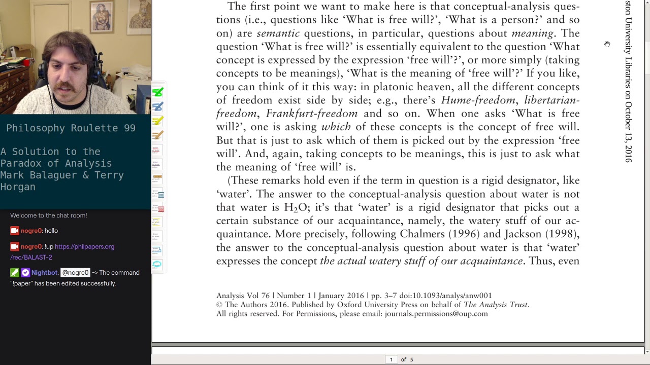 Philosophy Roulette 99 - A Solution to the Paradox of Analysis. Mark Balaguer & Terry Horgan