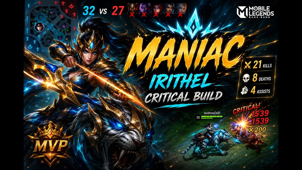 IRITHEL MANIAC! INSANE CRITICAL DAMAGE BUILD 😱 | Mobile Legends MLBB