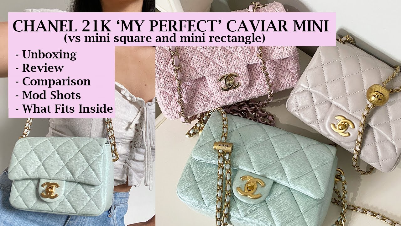 CHANEL 21K My Perfect Caviar Mini Square Unboxing, Review, Mod Shots, Comparison & WIMBG! New Bag!